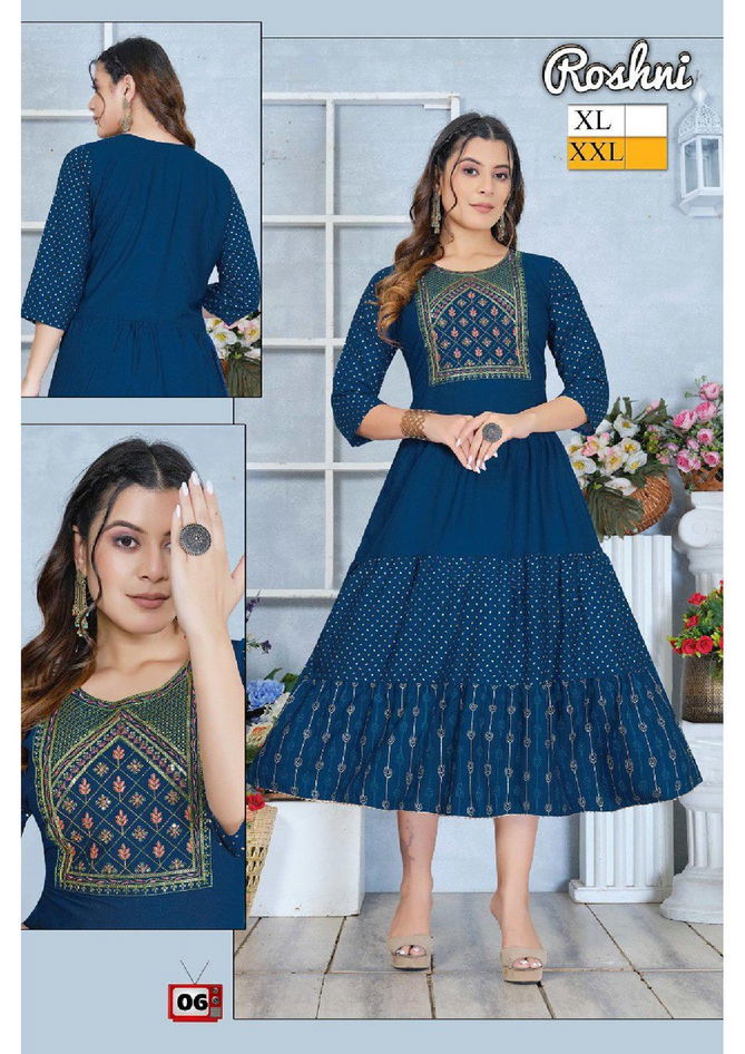 Golden Roshni  Printed Designer Wholesale Anarkali Kurti Catalog
